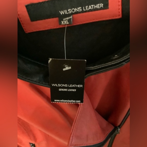 Wilson red & black leather cotton lined XXL jacket worn once,2 side zip pockets - Picture 4 of 4